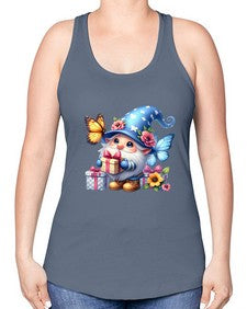 gnome with butterfly 03# - gnome -Racerback Tank