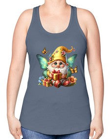 gnome with butterfly 07# - gnome -Racerback Tank