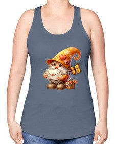gnome with butterfly 09# - gnome -Racerback Tank