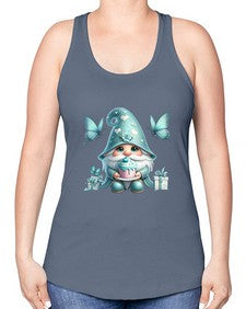 gnome with butterfly 10# - gnome -Racerback Tank