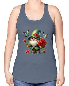 gnome with butterfly 11# - gnome -Racerback Tank