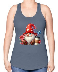 gnome with butterfly 12# - gnome -Racerback Tank