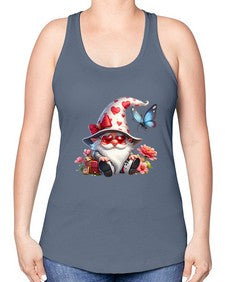 gnome with butterfly 13# - gnome -Racerback Tank