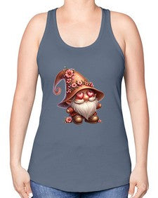 gnome with butterfly 15# - gnome -Racerback Tank