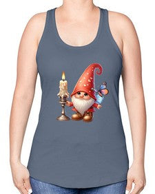 gnome with butterfly 16# - gnome -Racerback Tank