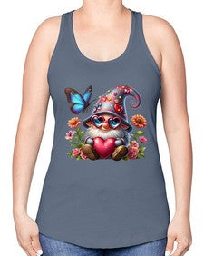 gnome with butterfly 17# - gnome -Racerback Tank