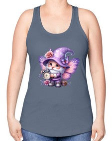 gnome with butterfly 18# - gnome -Racerback Tank