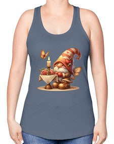 gnome with butterfly 21# - gnome -Racerback Tank