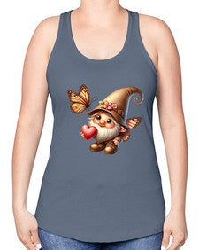 gnome with butterfly 22# - gnome -Racerback Tank