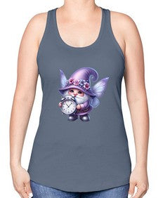 gnome with butterfly 23# - gnome -Racerback Tank