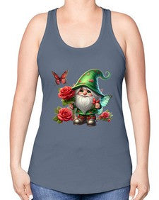gnome with butterfly 26# - gnome -Racerback Tank