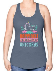 happiness is believing in unicorns 152# - unicorn -Racerback Tank