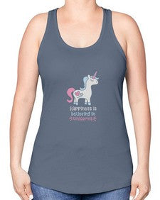happiness is believing in unicorns 159# - unicorn -Racerback Tank