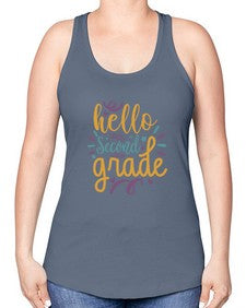 hello second grade 321# - second grade -Racerback Tank