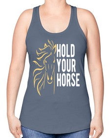 hold your horse Style 5# - horse -Racerback Tank