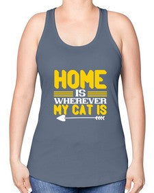 home is wherever my cat is Style 50# - cats -Racerback Tank