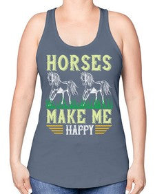 horses make me happy Style 40# - horse -Racerback Tank