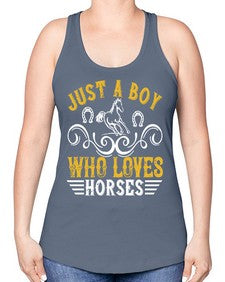 just a boy who loves horses Style 32# - horse -Racerback Tank