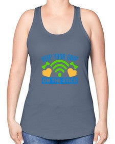 keep your grip on the stick 35# - video games -Racerback Tank