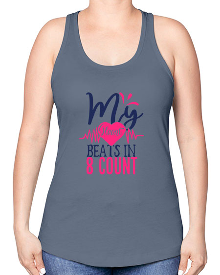 my heart beats in count 1740# - cheer -Racerback Tank