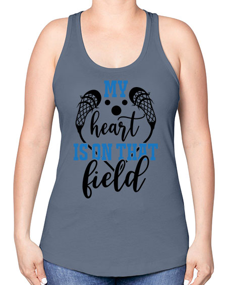 my heart is on that field 13# - lacrosse -Racerback Tank