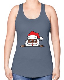 peekaboo black santa 19# - black boys or men -Racerback Tank