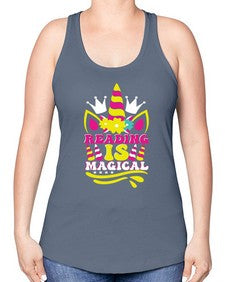 reading is magical 366# - unicorn -Racerback Tank