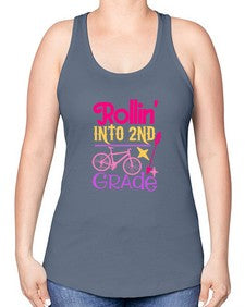 rollin into second grade 783# - second grade -Racerback Tank