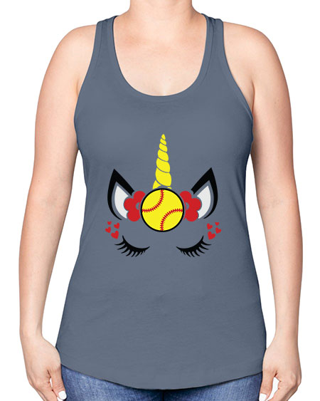 softball unicorn 397# - softball -Racerback Tank