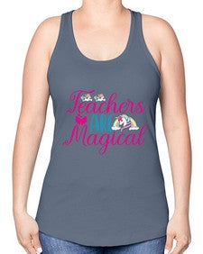 teachers are magical 429# - unicorn -Racerback Tank