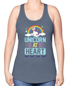 unicorn at heart 448# - unicorn -Racerback Tank
