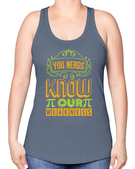 you nerds know our weakness 50# - pi -Racerback Tank