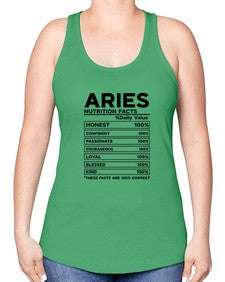 Aries Nutrition Facts 97# - aries -Racerback Tank
