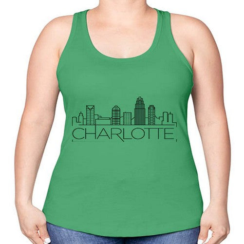 Charlotte Minimal Skyline 557# - cities -Racerback Tank