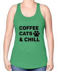 Coffee Cat Style 41# - cats -Racerback Tank
