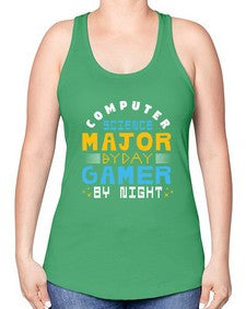 Computer science major by day gamer by night 6# - computer -Racerback Tank