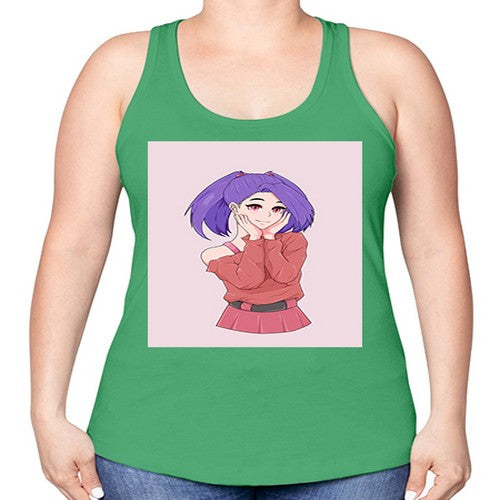 Cute girl with cute pose 138# - anime -Racerback Tank