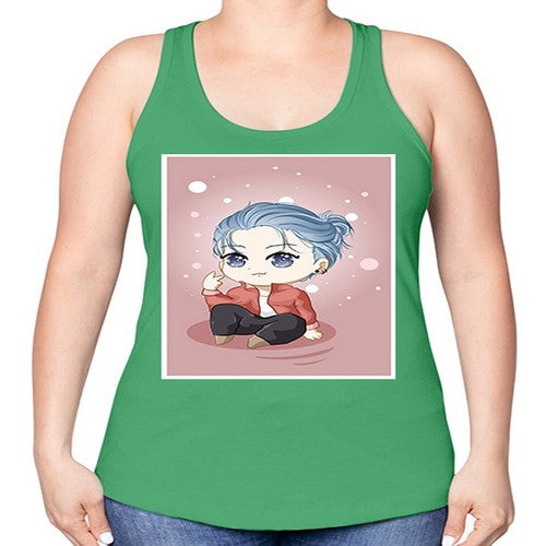 Cute little boy silver hair 78# - anime -Racerback Tank