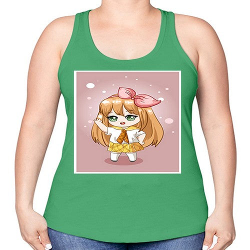 Cute little girl yellow hair wearing uniform 130# - anime -Racerback Tank