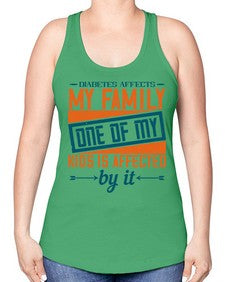 Diabetes affects my family One of my kids is affected by it Style 4# - diabetes -Racerback Tank