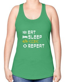 Eat sleep code repeat 49# - computer -Racerback Tank