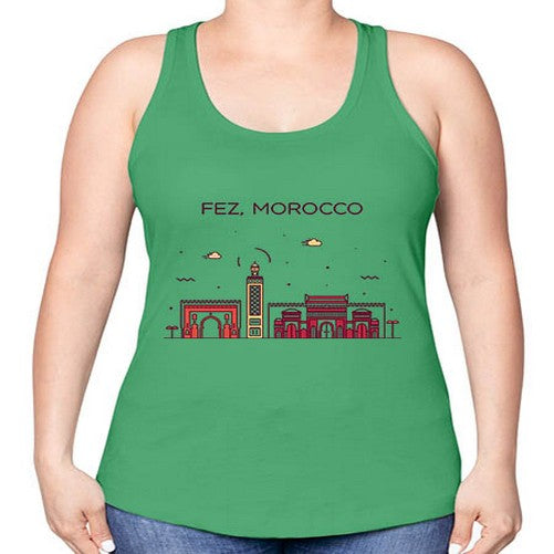 Fez 720# - cities -Racerback Tank