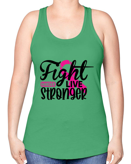 Fight Harder Live Stronger 27# - breast cancer -Racerback Tank