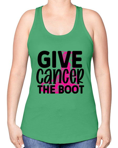 Give Cancer the Boot 25# - breast cancer -Racerback Tank