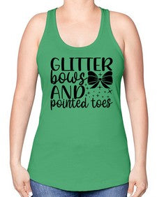 Glitter bows and pointed toes 130# - ballet -Racerback Tank