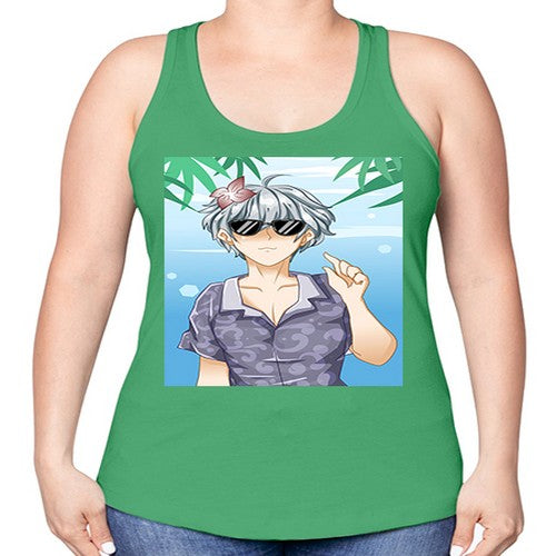 Handsome boy with sunglasses on the beach in summer holiday 44# - anime -Racerback Tank