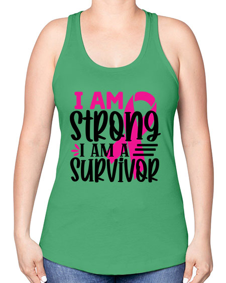I Am Strong I Am a Survivor 19# - breast cancer -Racerback Tank