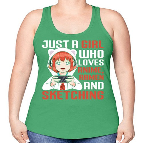 Just a girl who loves anime ramen and sketching260# - anime -Racerback Tank