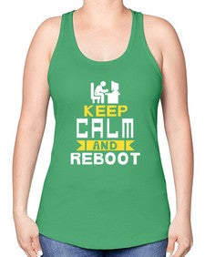 Keep Calm and reboot 27# - computer -Racerback Tank