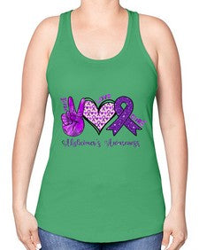 Peace Love Cure Alzheimer Awareness 205# - alzheimers -Racerback Tank